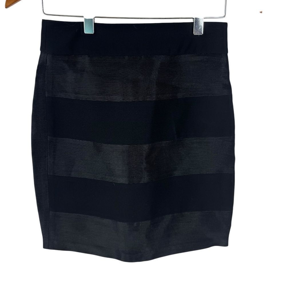 Daniela Corte Black Tonal Stripe Total Zip Mini Skirt‎ Sz XS